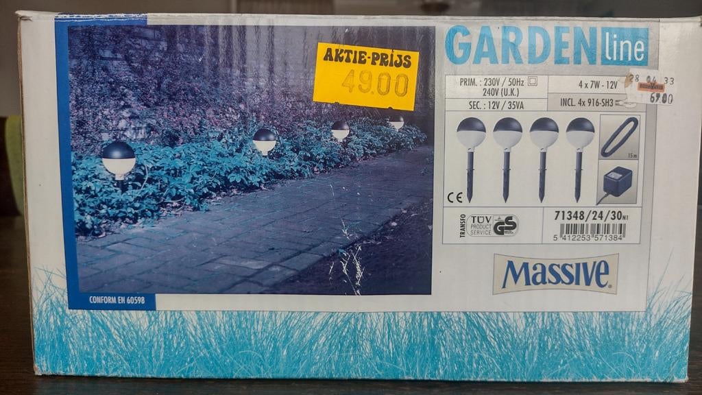 Massive tuinverlichting met 3 bollen, 15m draad Nieuw, Kunststof, Gebruikt, Minder dan 50 watt, Ophalen of Verzenden