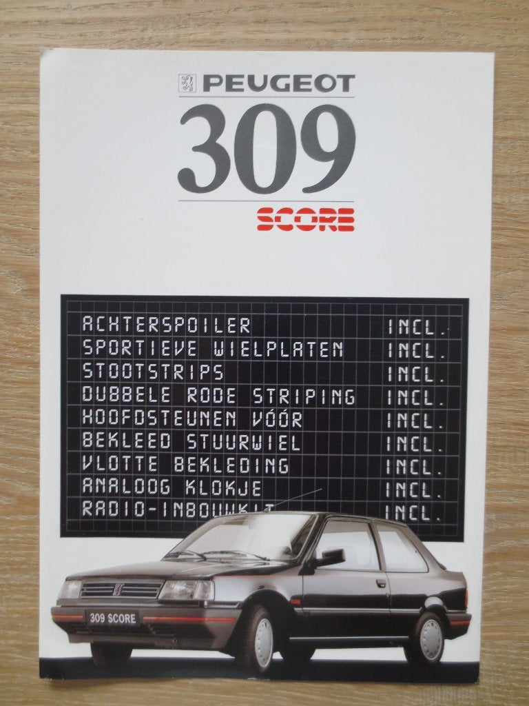 Autofolder : Peugeot 309 SCORE - NIEUW, Ophalen of Verzenden, Nieuw, Peugeot