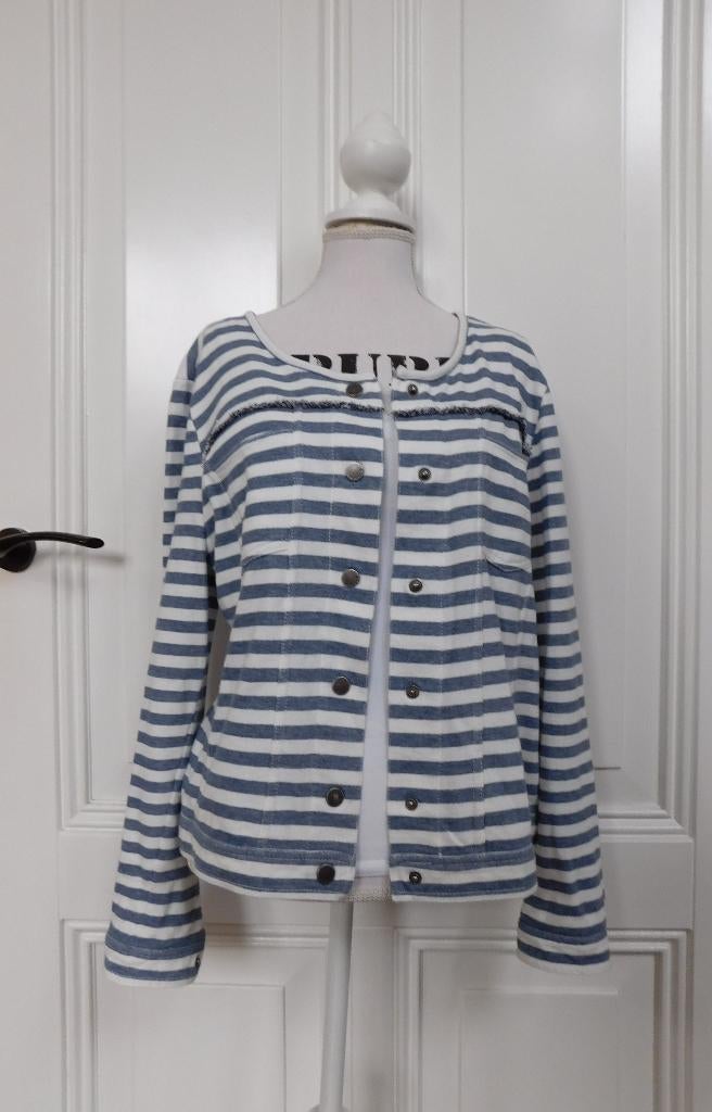 Poools vestje/jasje blauw-offwhitte maat 42, Blauw, Maat 42/44 (L), Ophalen of Verzenden, Zo goed als nieuw