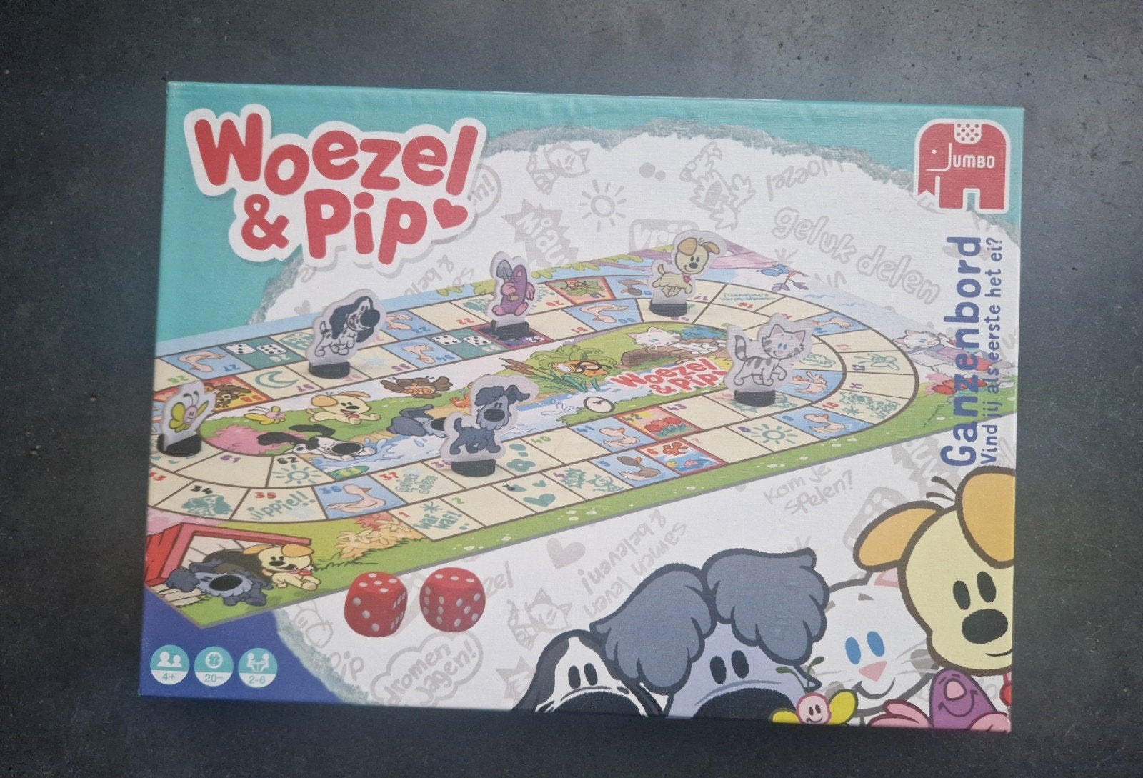 Woezel & Pip Ganzenbordspel - Jumbo, Drie of vier spelers, Ophalen, Zo goed als nieuw, Jumbo