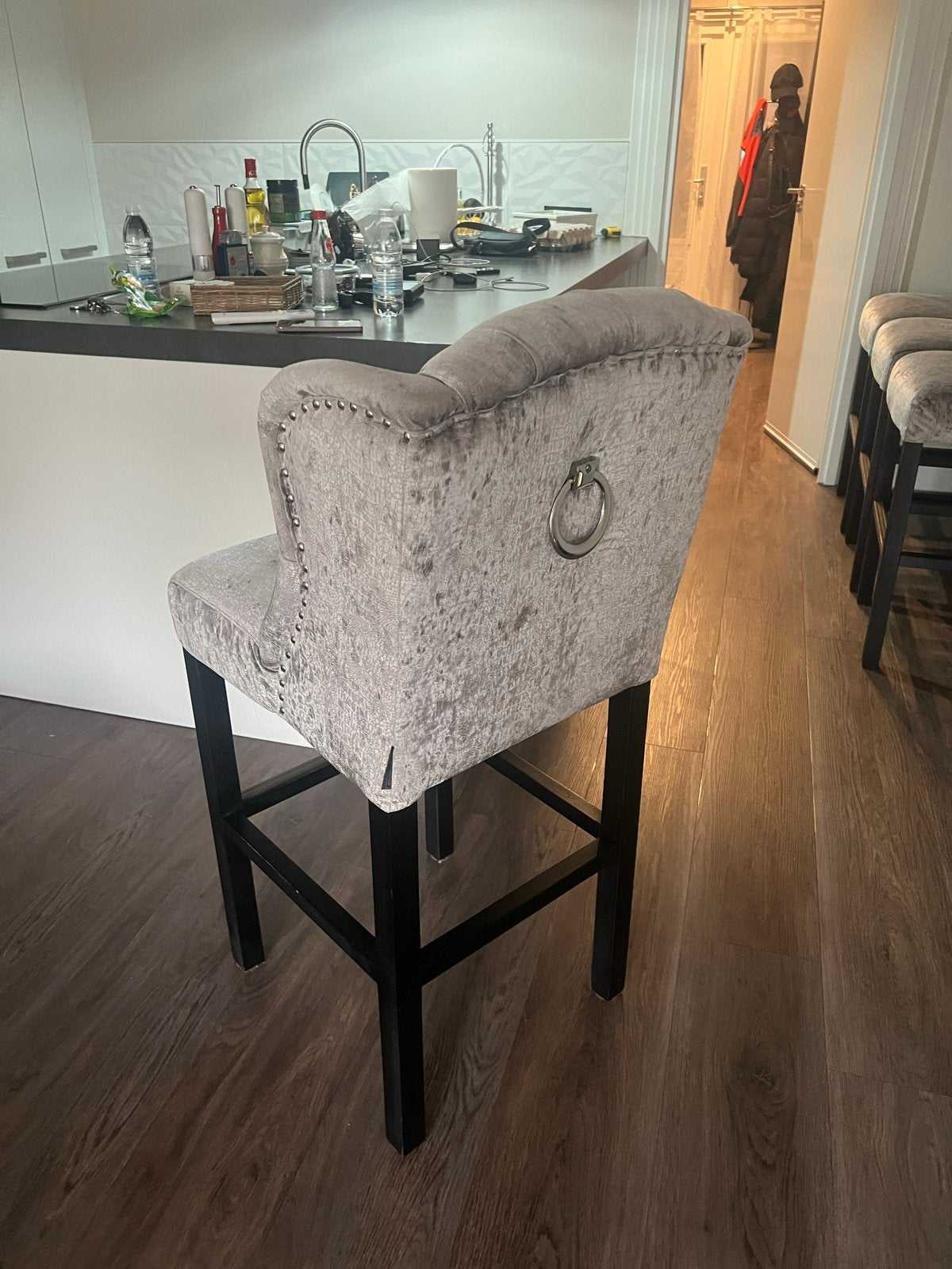 Zo goed als nieuwe barstoelen, set van 4 richmond, Ophalen, Zo goed als nieuw, 90 cm of meer, 4 krukken