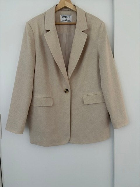 Page One nieuwe linnen blazer maat 42(XL), Kostuum of Pak, Verzenden, Beige, Maat 42/44 (L)