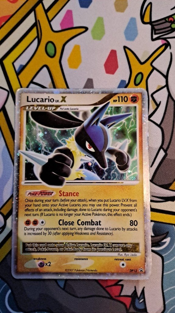 Lucario LV.X #DP12 Pokemon Promo, Ophalen of Verzenden, Zo goed als nieuw, Losse kaart, Foil