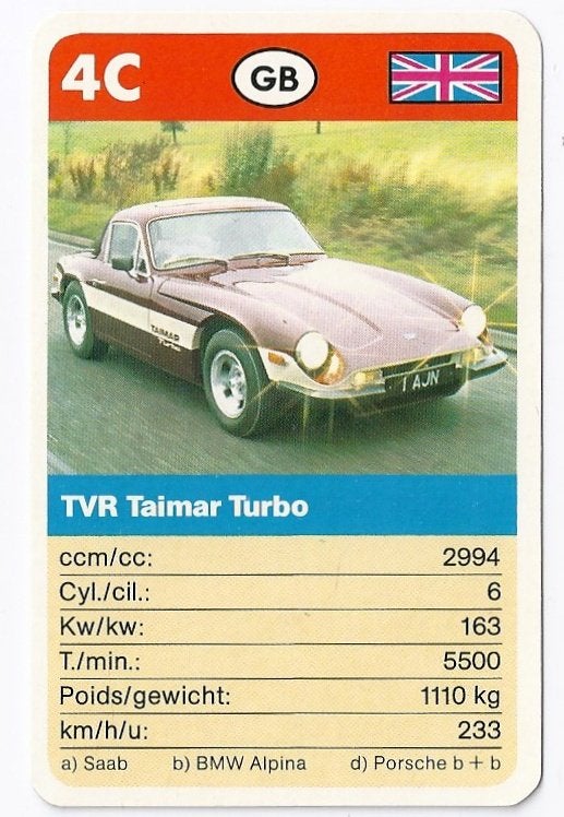 X25 autokaartje tvr taimar turbo ( 4c), Ophalen of Verzenden, Nieuw, Auto's