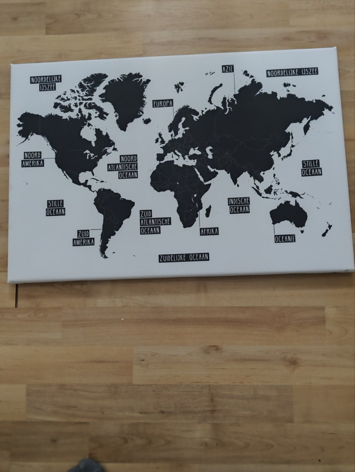 Canvas wereldkaart 60x40 cm - per stuk of beide, Gebruikt, Ophalen of Verzenden, Print, 5 – 50