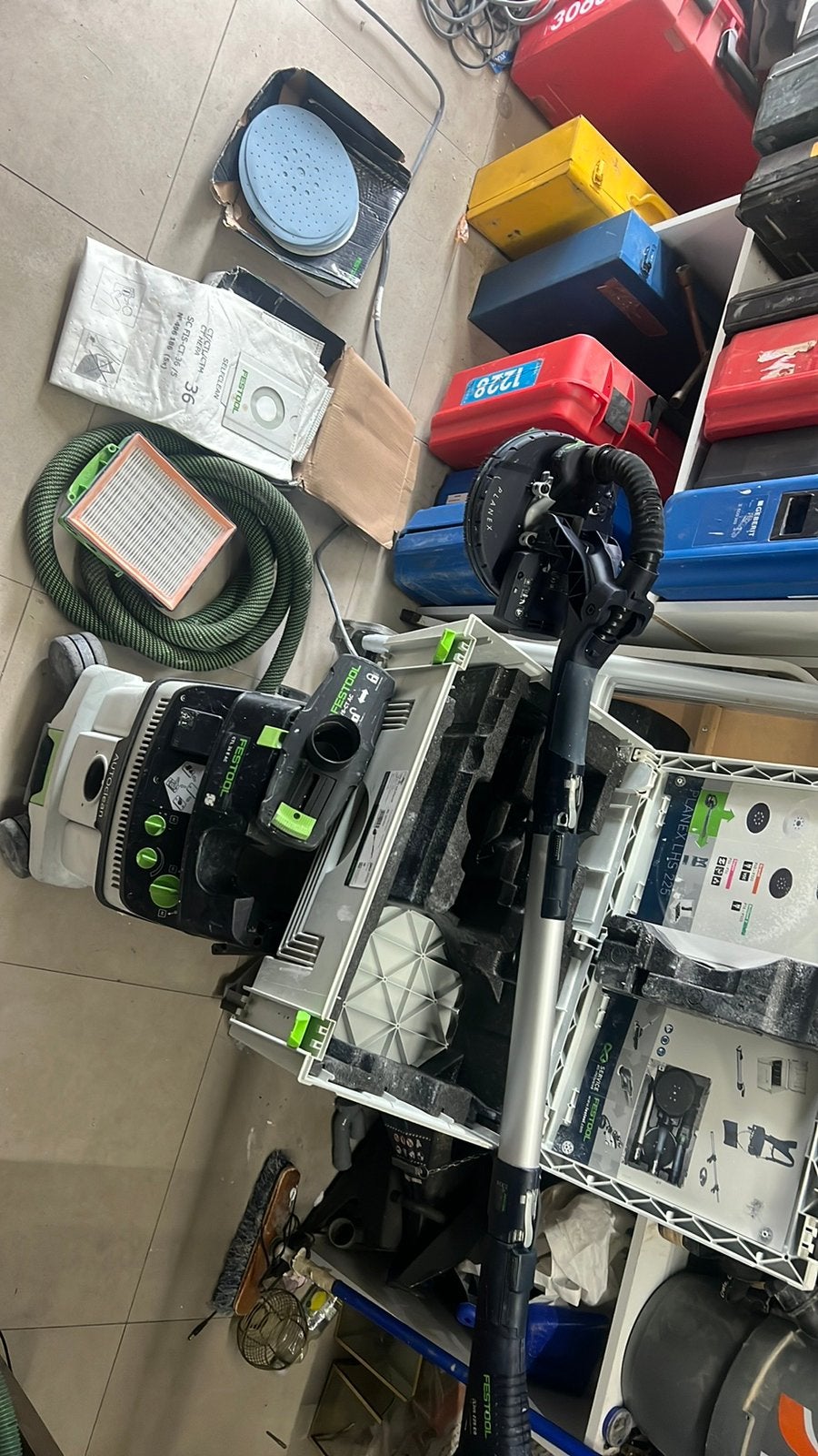 Festool planex set  Langnek lhs 2 +stofzuiger ctl36 E AC, Ophalen of Verzenden, Zo goed als nieuw, 1200 watt of meer, Excentrische schuurmachine