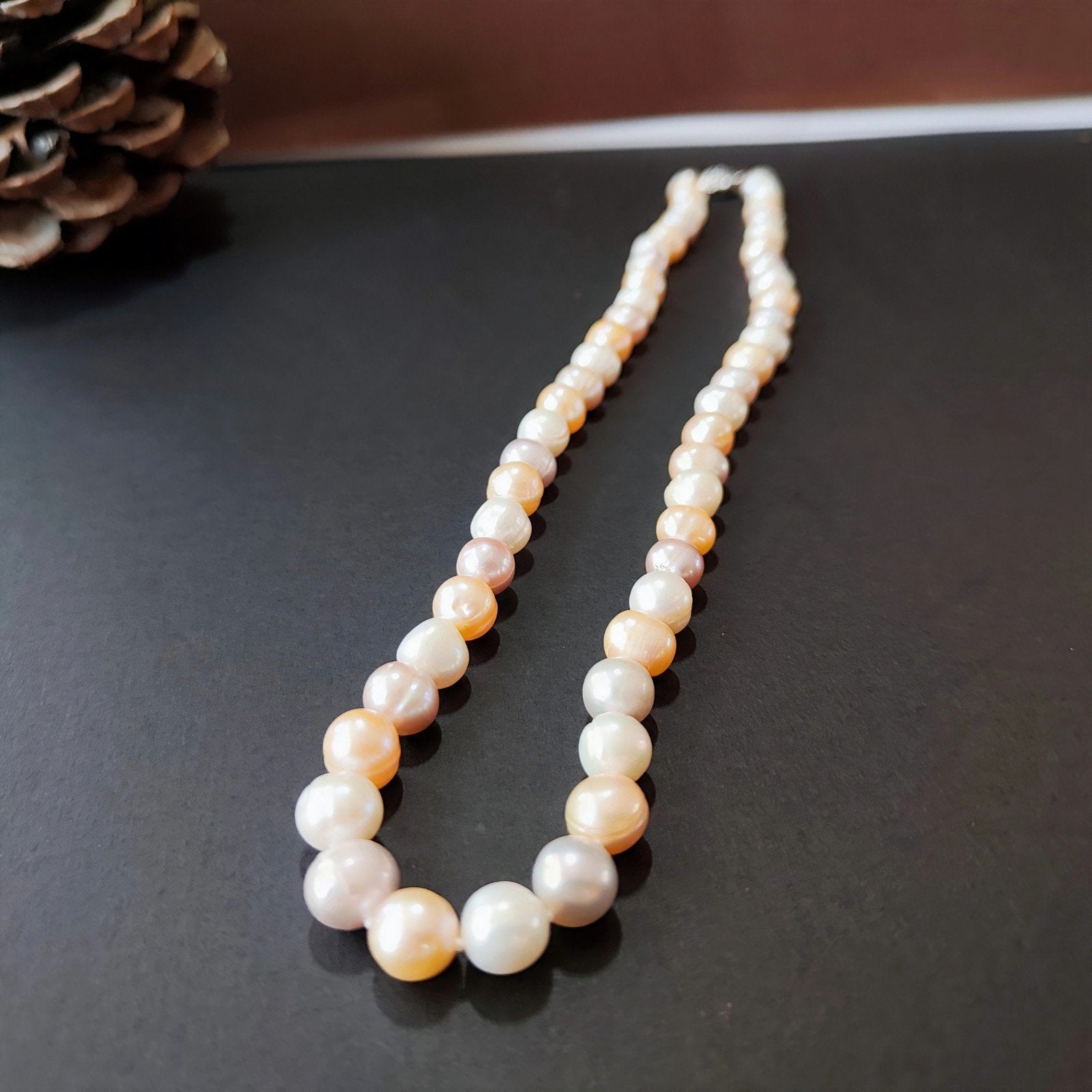 Handgemaakte natuurlijke parelketting., Ophalen of Verzenden, Nieuw, Zilver