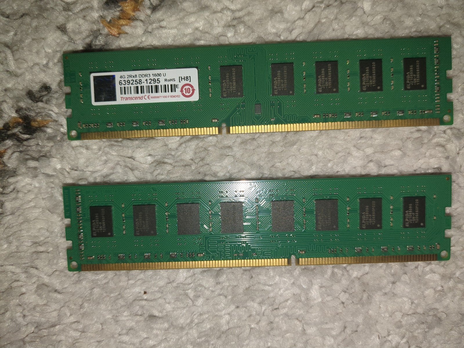 2x Transcend 4GB DDR3 1600MHz RAM Geheugenmodules, Computers en Software, RAM geheugen, Ophalen, Gebruikt, 8 GB, DDR3