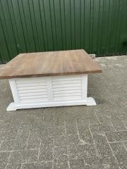 SALONTAFEL LOUVRE 4 KANT 100 X 100 CM TEAK ACTIE PRIJS, 50 tot 100 cm, Salontafel LOUVRE 4 kant 100 x 100 cm.Teak blad Actie prijs