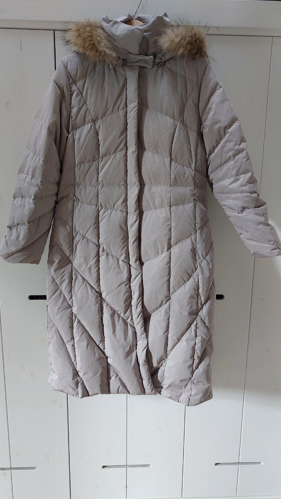 Easycomfort gewatteerde jas met capuchon en bontkraag, Maat 38/40 (M), Beige, Ophalen of Verzenden, Zo goed als nieuw