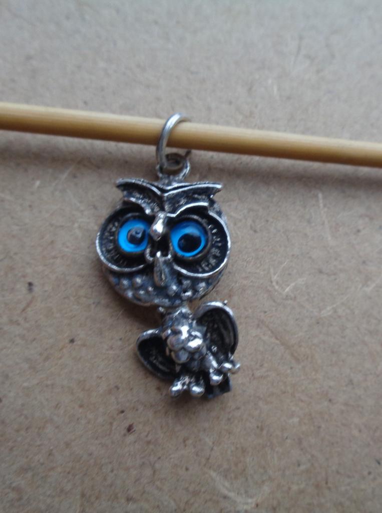zilveren hanger uil met mooie blauwe ogen [731], Verzenden, Zo goed als nieuw, Zilver, Dier