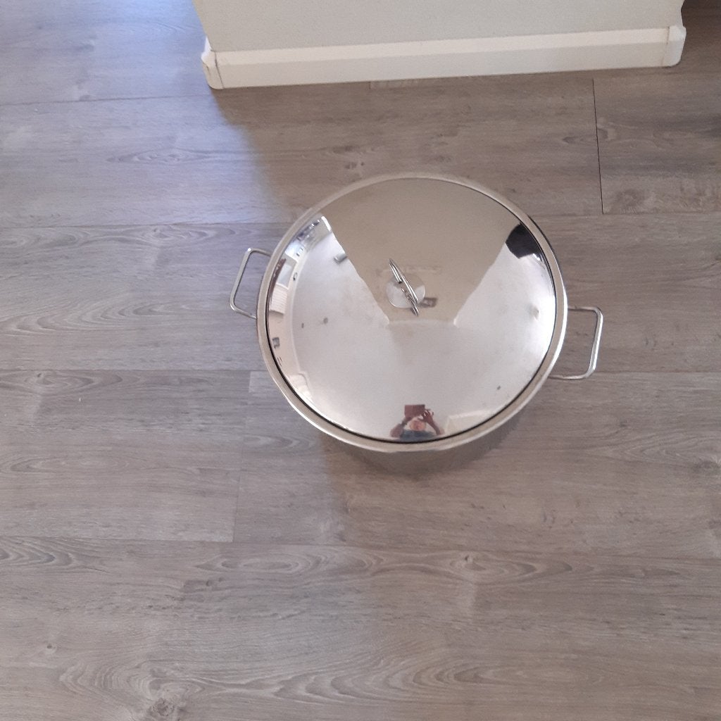 Kookpan RVS merk Cinar, Ophalen, Met deksel, Gebruikt, Rvs
