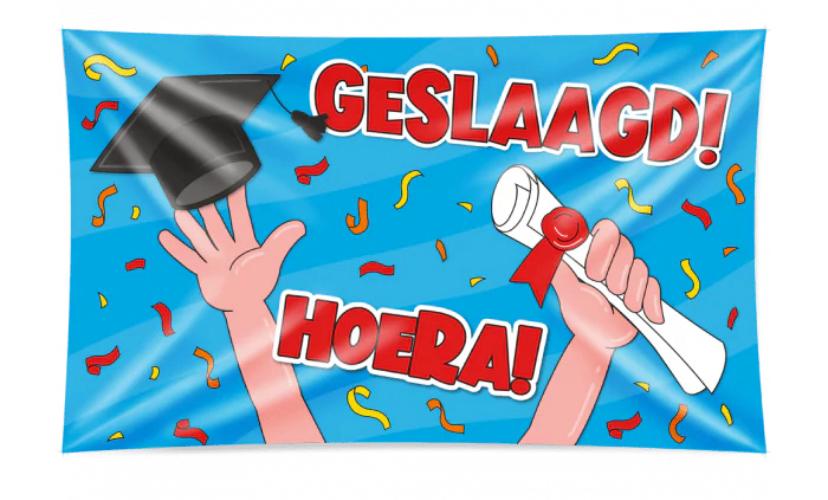 Te koop: Gevel Vlag Geslaagd Cartoon Xxl 1,5m, Ophalen of Verzenden, Nieuw, Overige