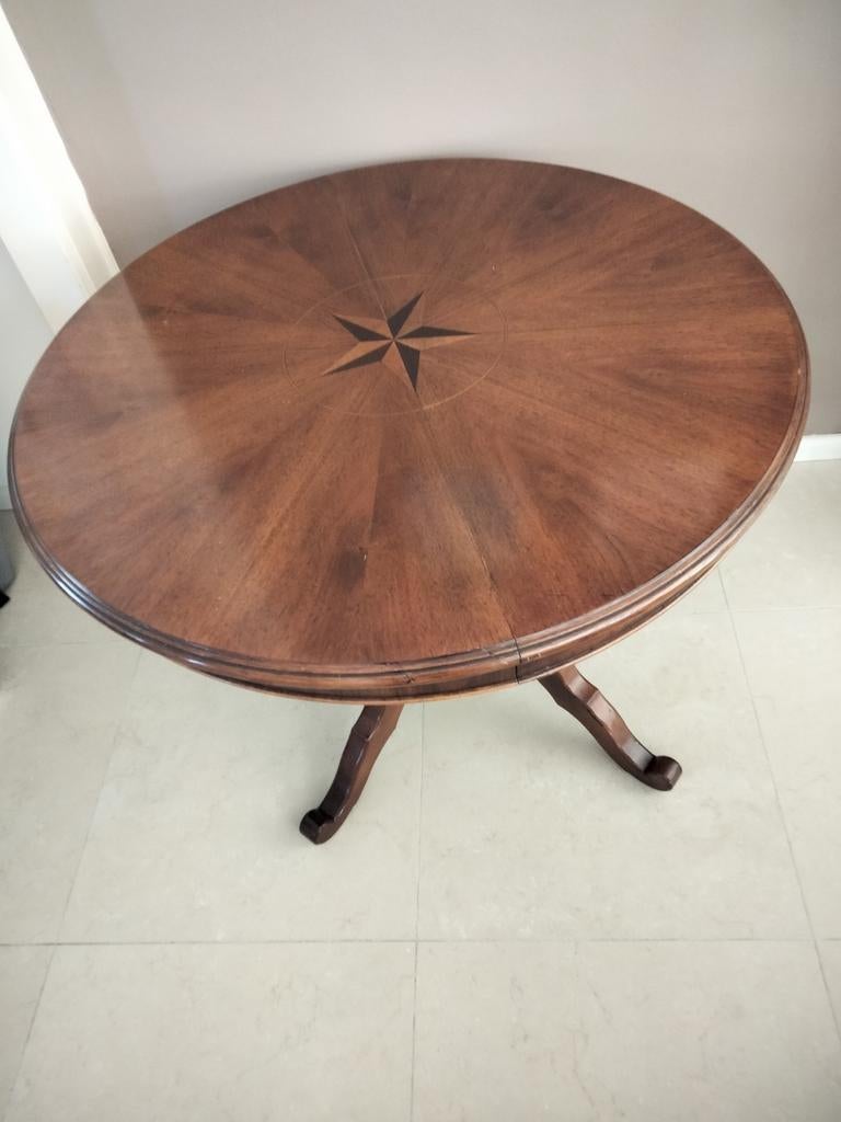 Antieke uitschuifbare tafel poolster h = 76 cm b=1 m +30 cmk, Ophalen of Verzenden