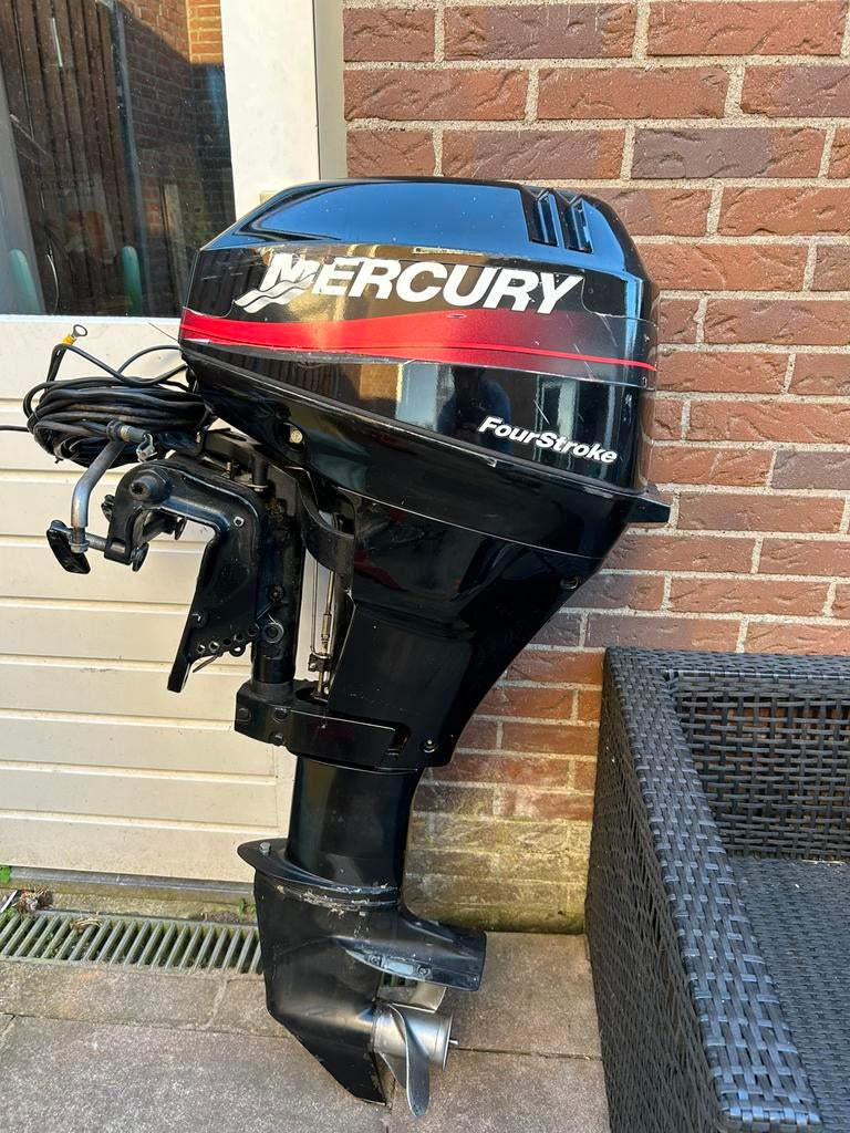 Mercury 15 pk 4 takt langstaart, Watersport en Boten, Ophalen, 10 tot 30 pk, Zo goed als nieuw, Benzine