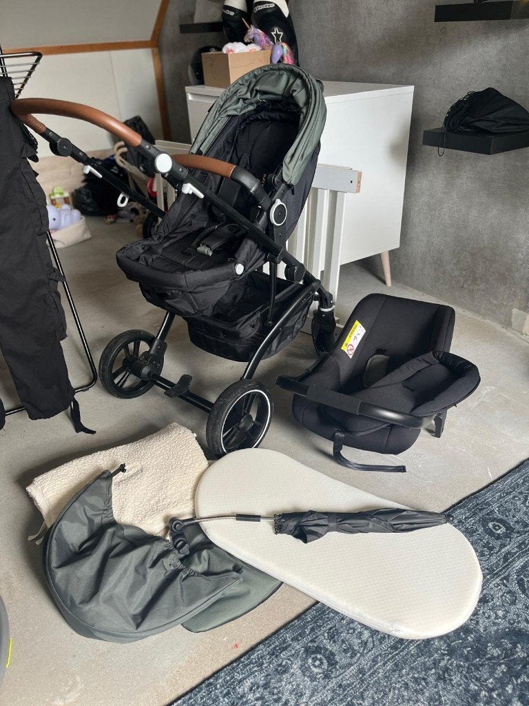 Little World kinderwagen + Jollein voetenzak + parasol, Gebruikt, Combiwagen, Met autostoeltje, Ophalen