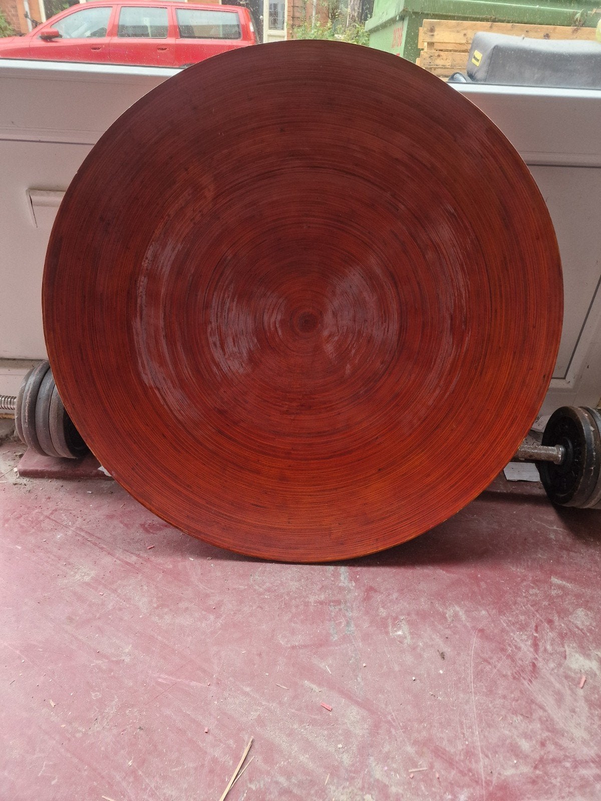 Grote ronde houten schaal - 88 cm diameter, Huis en Inrichting, Ophalen, Gebruikt, Schaal, Rond
