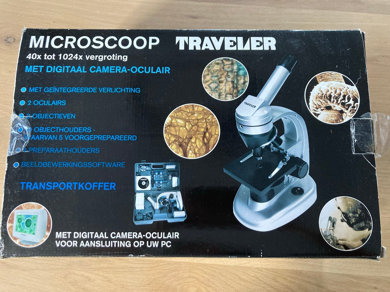 Traveler Microscoop 40x-1024x met digitale camera-oculair, Overige merken, Overige typen, Ophalen of Verzenden, Zo goed als nieuw