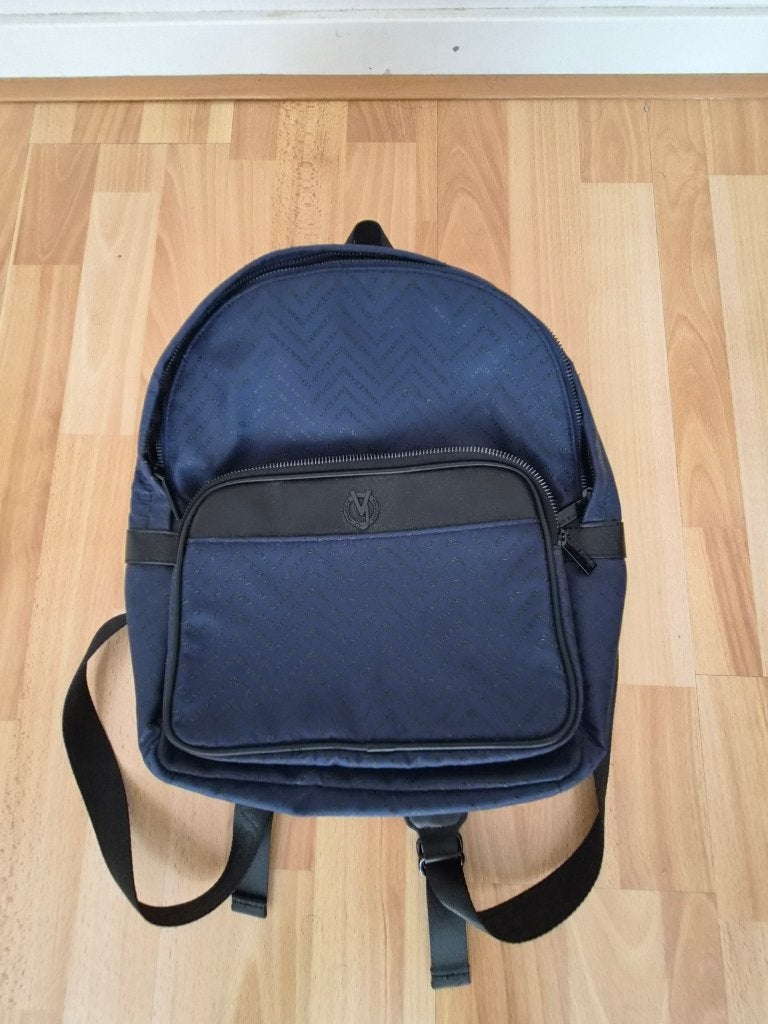 Versace blauwe rugtas, Overige merken, Gebruikt, 25 tot 40 cm, Ophalen of Verzenden