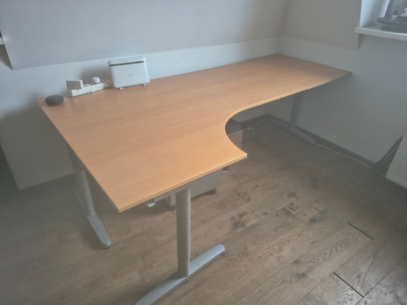 Ruim hoekbureau, licht houtkleur, Ophalen, Gebruikt, 120 cm, Hout