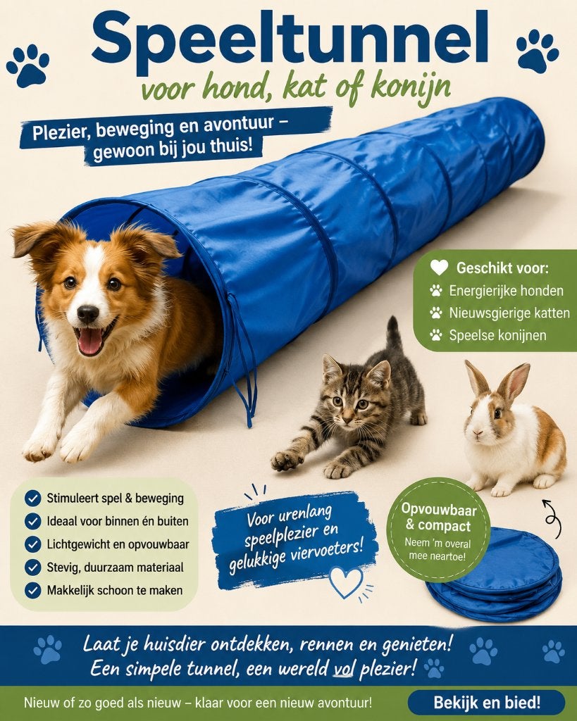 Tunnel voor hond, kat of konijn, Ophalen of Verzenden, Nieuw, Speeltunnel