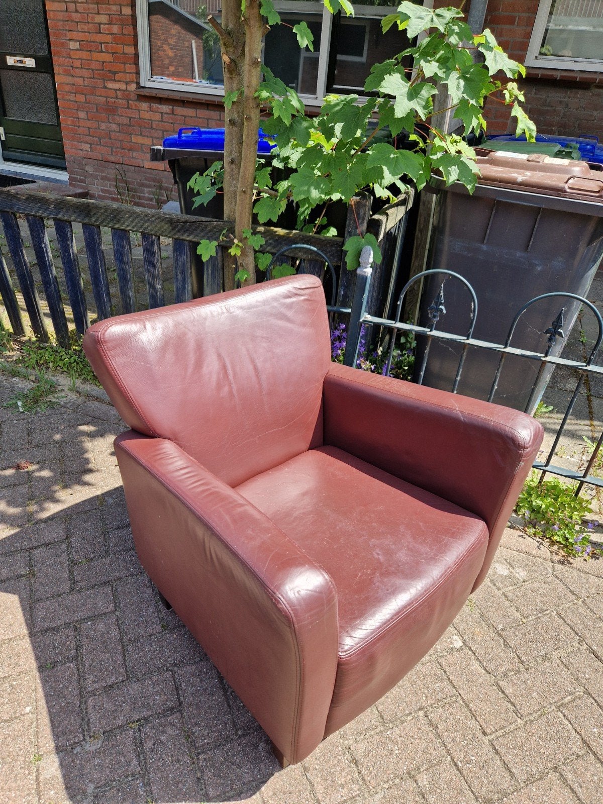Bordeaux Leren Fauteuil - Comfortabel en Stijlvol, Huis en Inrichting, Ophalen, Gebruikt, 75 tot 100 cm, Leer