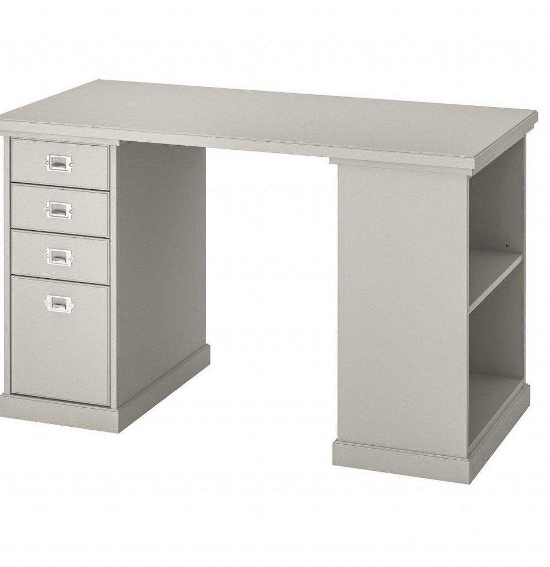 IKEA Klimpen bureau, lichtgrijs met lades en opbergruimte, Ophalen, Gebruikt, 150 cm, Met lades