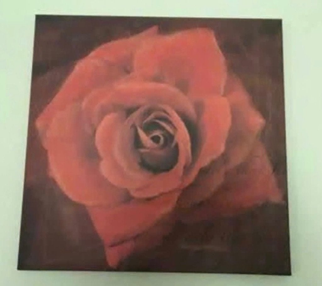 canvasdoek schilderij met rode roos, Ophalen, Gebruikt, 50 tot 75 cm, Schilderij