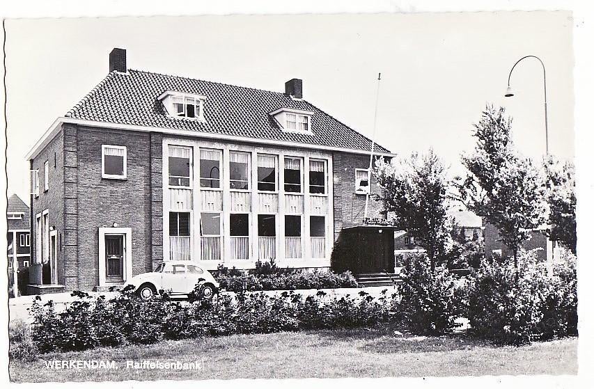 Werkendam (N.Br.) Raiffeisenbank / met VW kever 1969 -, Verzenden, 1960 tot 1980, Ongelopen, Noord-Brabant