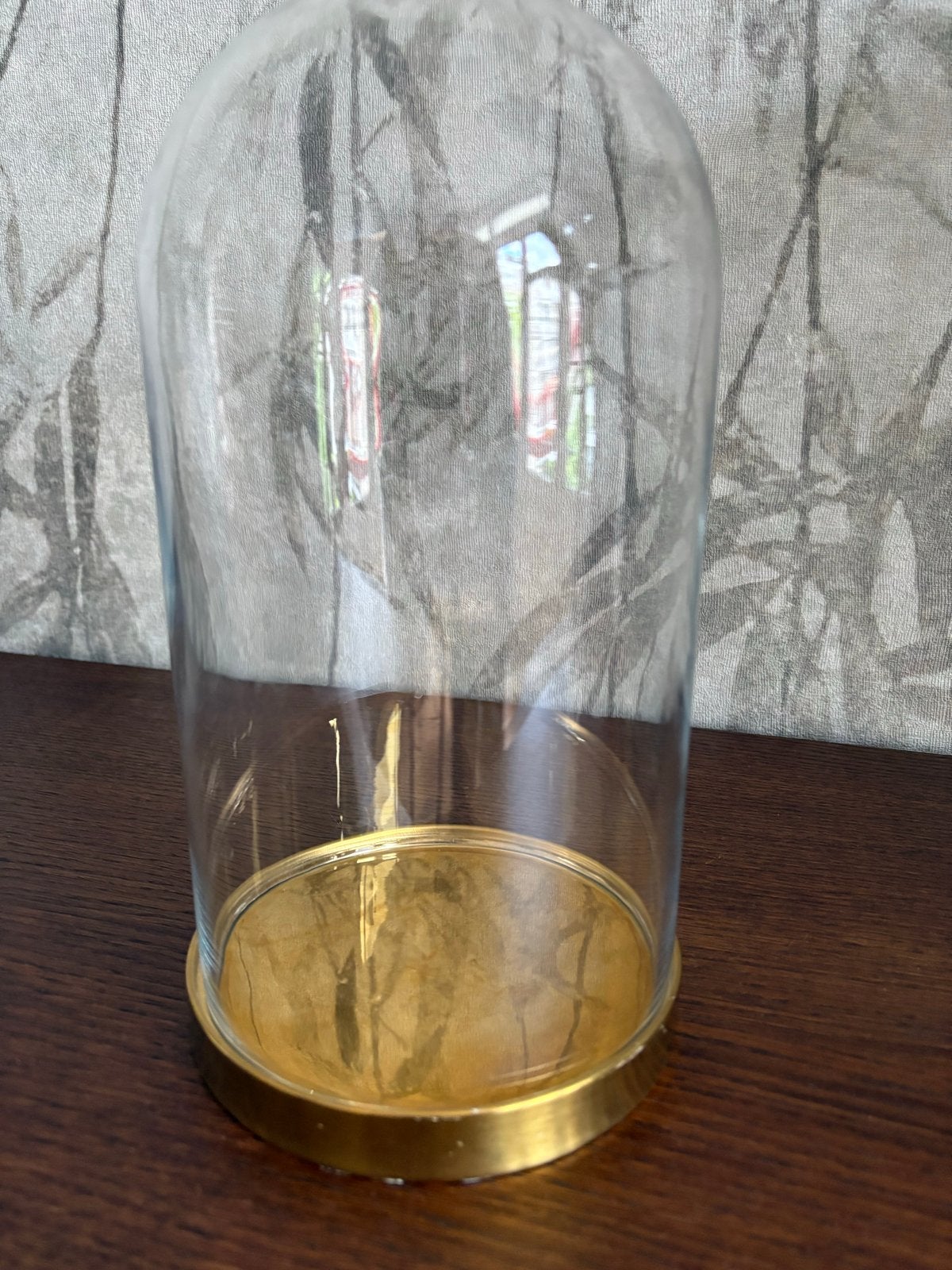 IKEA BEGÅVNING Glazen stolp met schotel, 26 cm, Ophalen of Verzenden, Gebruikt, Goud, Glas