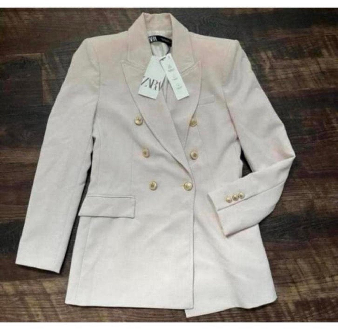Zara Lange Double Breasted Blazer jack NIEUW S beige-roze, Beige, Nieuw, Ophalen of Verzenden, H