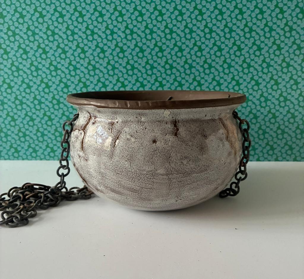 Vintage (hang) bloempot ø18,5cm, Overige materialen, Gebruikt, Rond, Binnen
