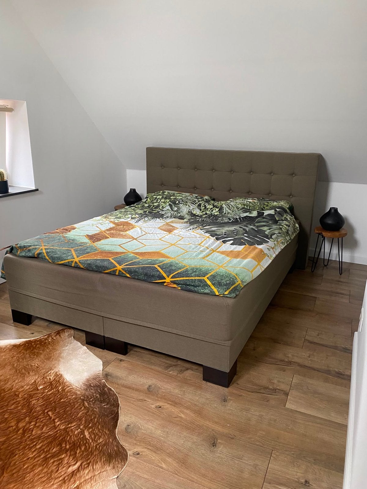 Taupe Swiss Sense bed - Tweepersoons, Ophalen, Gebruikt, Overige kleuren, Tweepersoons