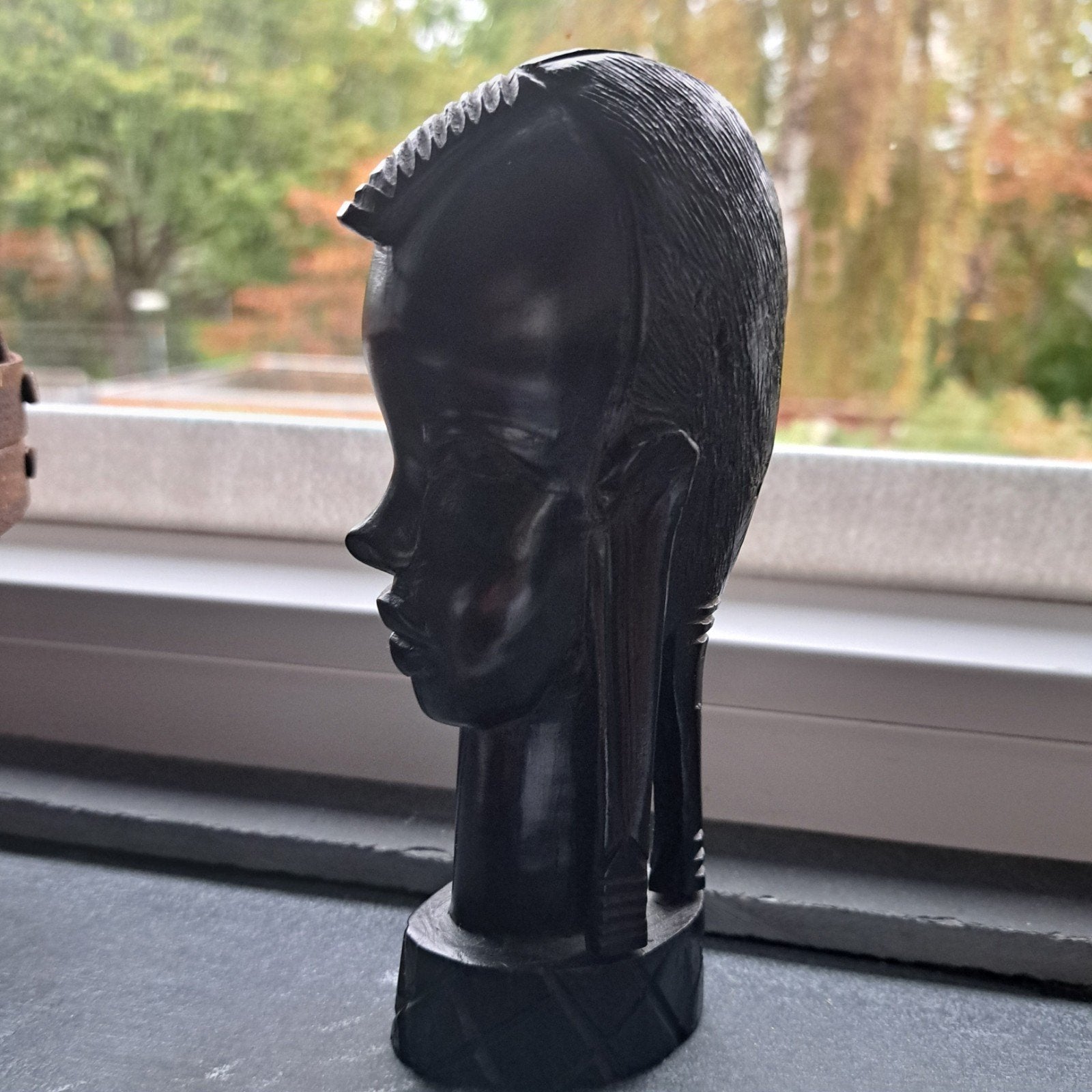 Vintage Afrikaans houten beeldje - Buste van een vrouw, Minder dan 20 cm, Buste, Ophalen of Verzenden, Handgemaakt