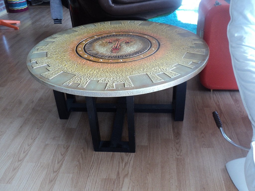 vintage jaren 60 70 design coffeetable kunstobject space age, Ophalen, Tafel, Kunststof