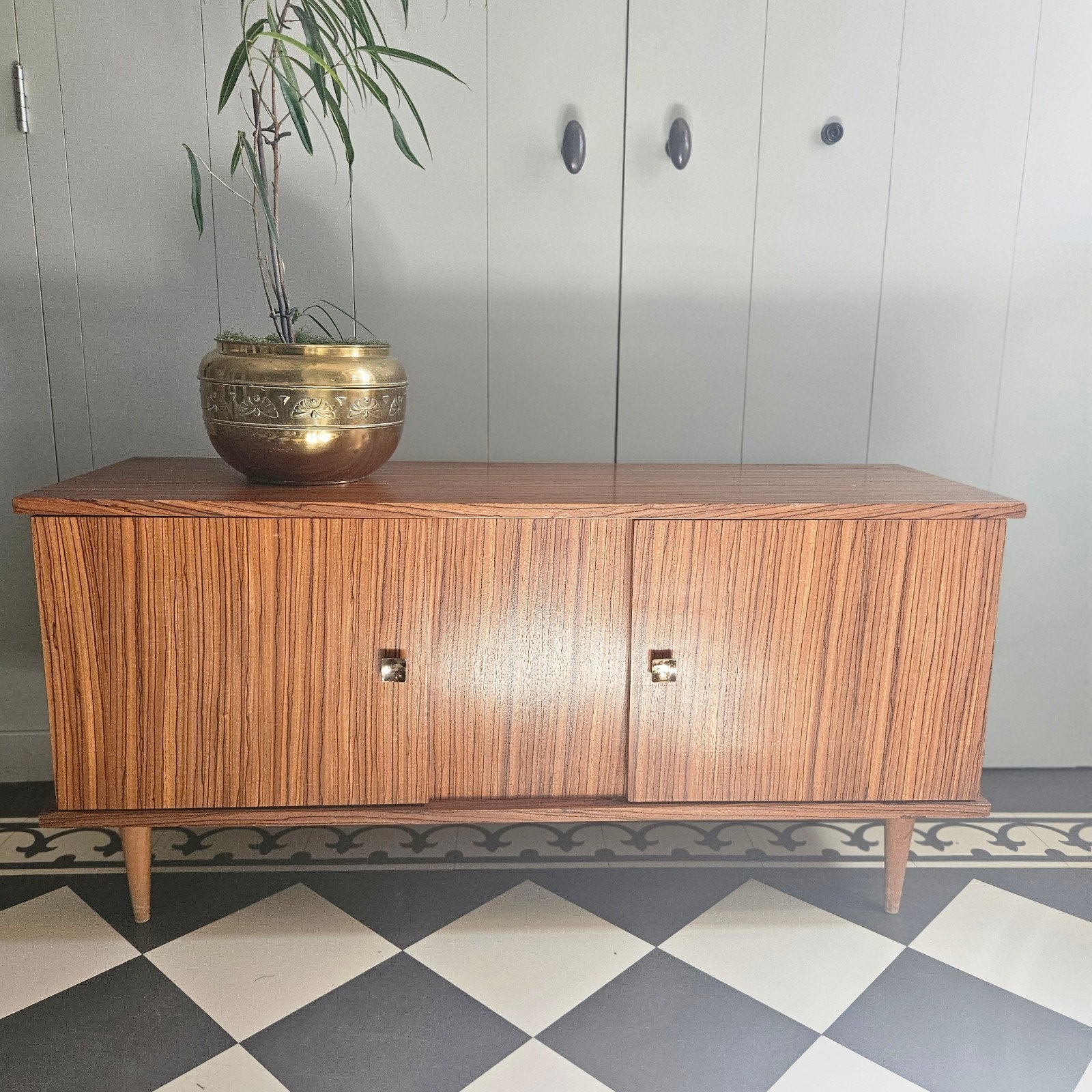Vintage dressoir met zebrano print, jaren '60, Ophalen