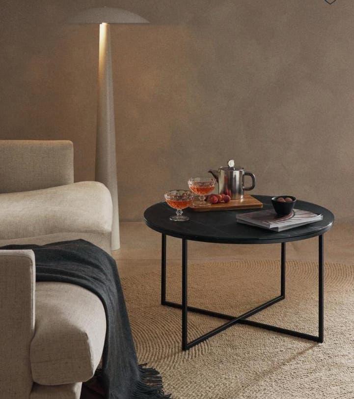 Westwing salontafel zwart marmerlook, Ø 80cm, Nieuwstaat, Ophalen, 50 tot 100 cm, Rond, 50 tot 100 cm
