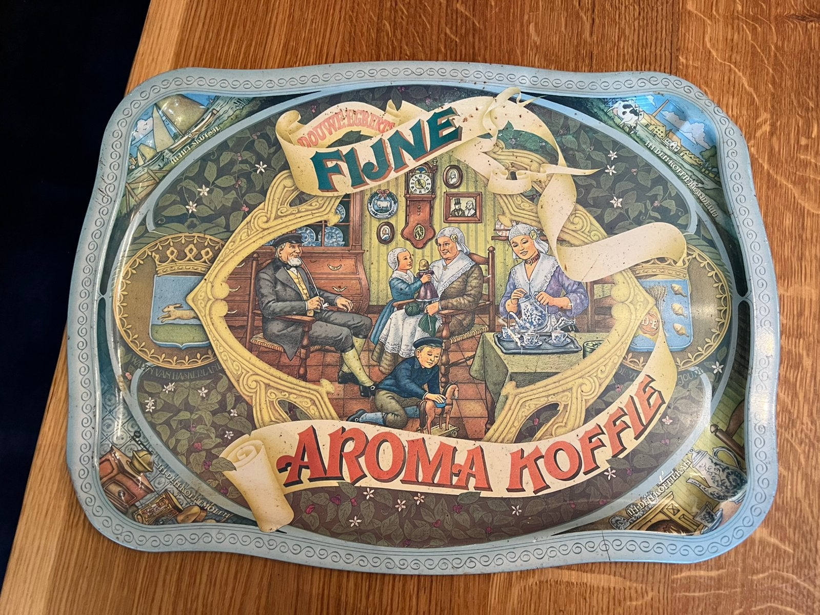 Vintage Douwe Egberts Dienblad, Ophalen of Verzenden, Gebruikt, Rechthoekig, Metaal