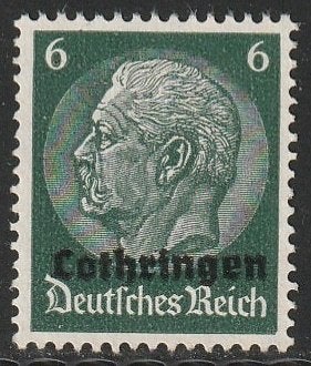Bezet Lotharingen 1940 4 Hindenburg 6p, Ongebruikt, Ophalen of Verzenden, Overige periodes, Postfris