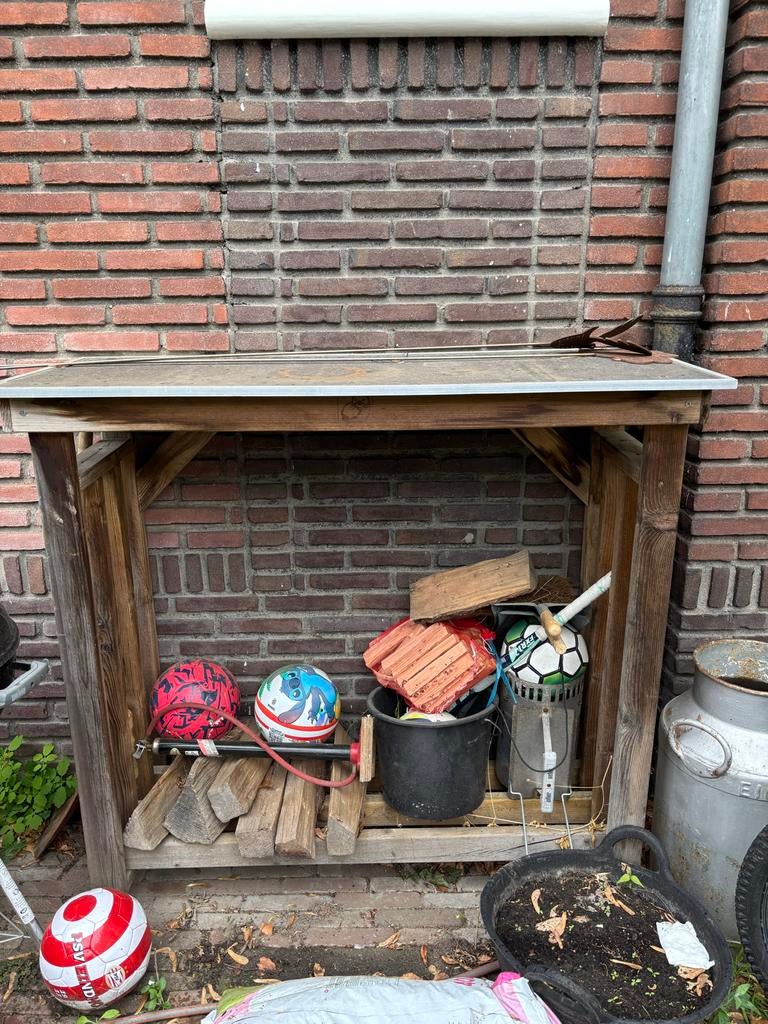 Houten opslaghuisje voor hout - 126x50x120 cm, Tuin en Terras, Ophalen, Gebruikt, Hout, Overige typen