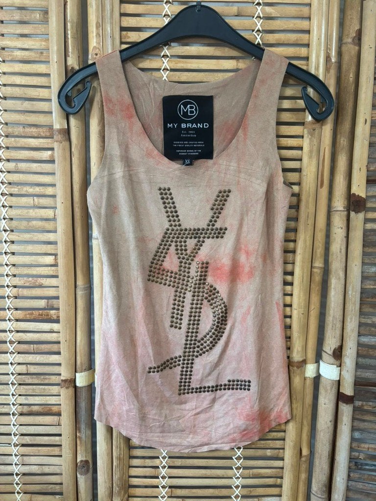 My Brand tie dye top beige roze studs XS 34 nieuw, Overige kleuren, Nieuw, My Brand, Ophalen of Verzenden