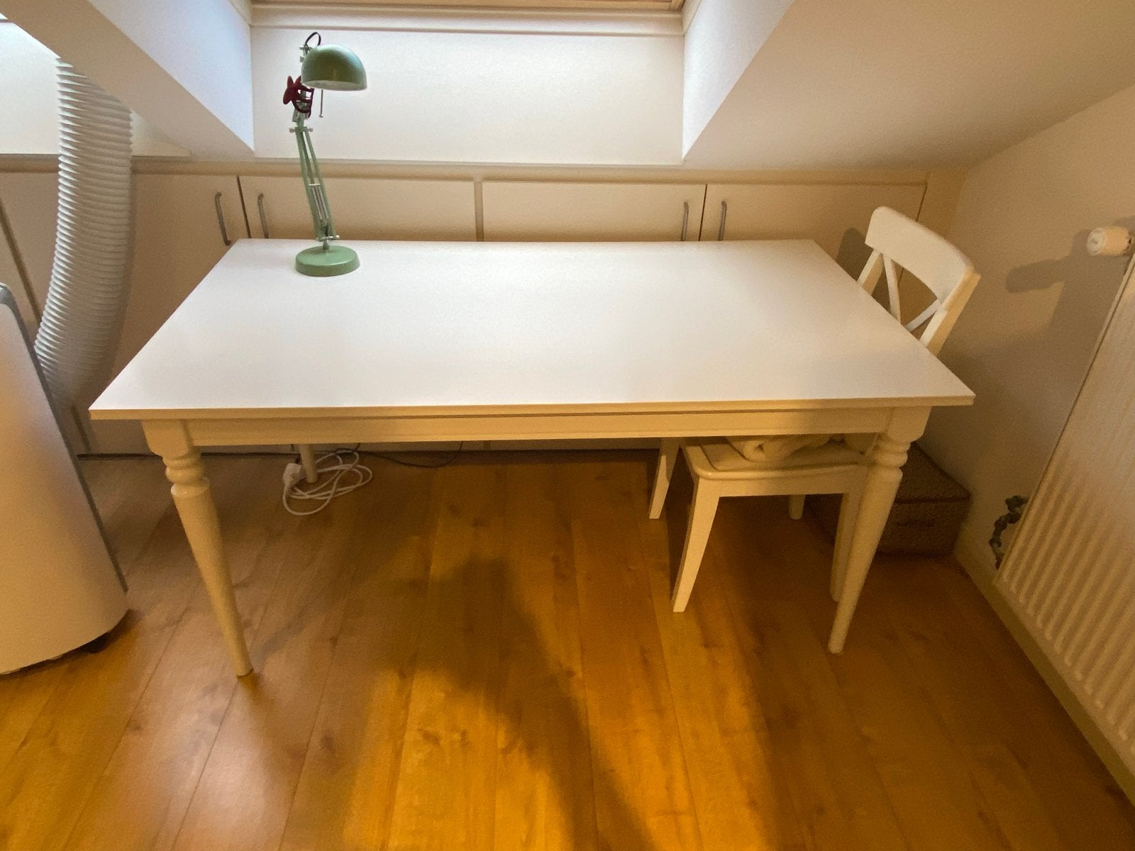 Witte eettafel Ikea Rosentorp uitschuifbaar, Huis en Inrichting, Gebruikt, Vijf personen of meer, 150 tot 200 cm, Rechthoekig