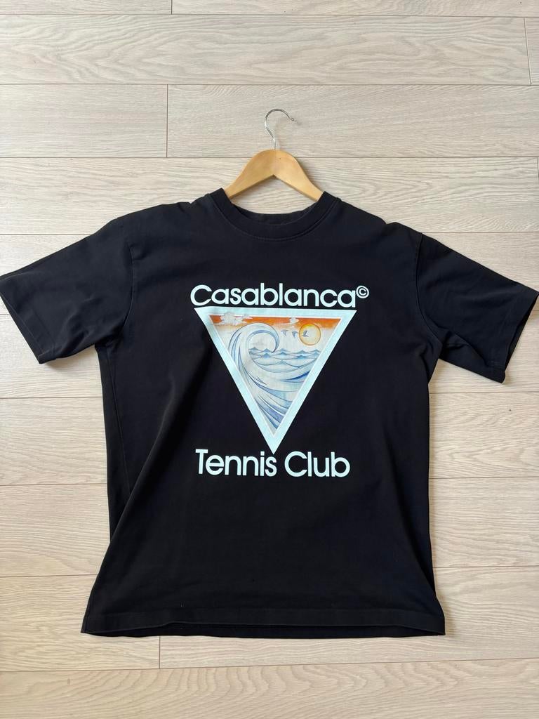 Casablanca Tennis Club T-shirt Zwart, Kleding | Heren, T-shirts, Ophalen of Verzenden, Zo goed als nieuw, Maat 48/50 (M), Zwart