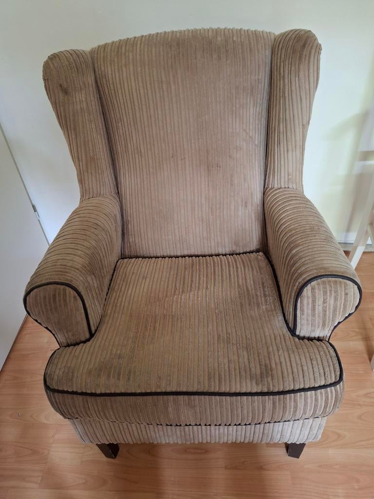 Fauteuil van ribstof, Huis en Inrichting, Fauteuils, Ophalen, Zo goed als nieuw, Stof, 50 tot 75 cm