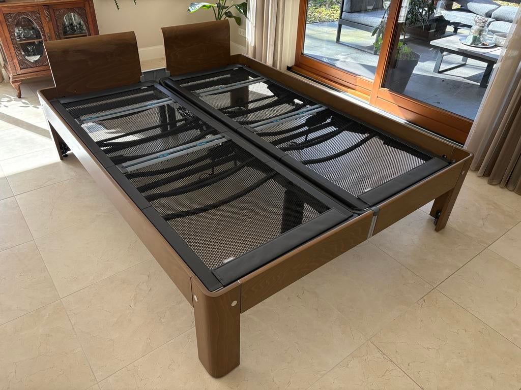 Zeer nette Auping Auronde seniorenbed deelbaar 160x210 48 cm, Verstelbaar, Bruin, 210 cm, Tweepersoons