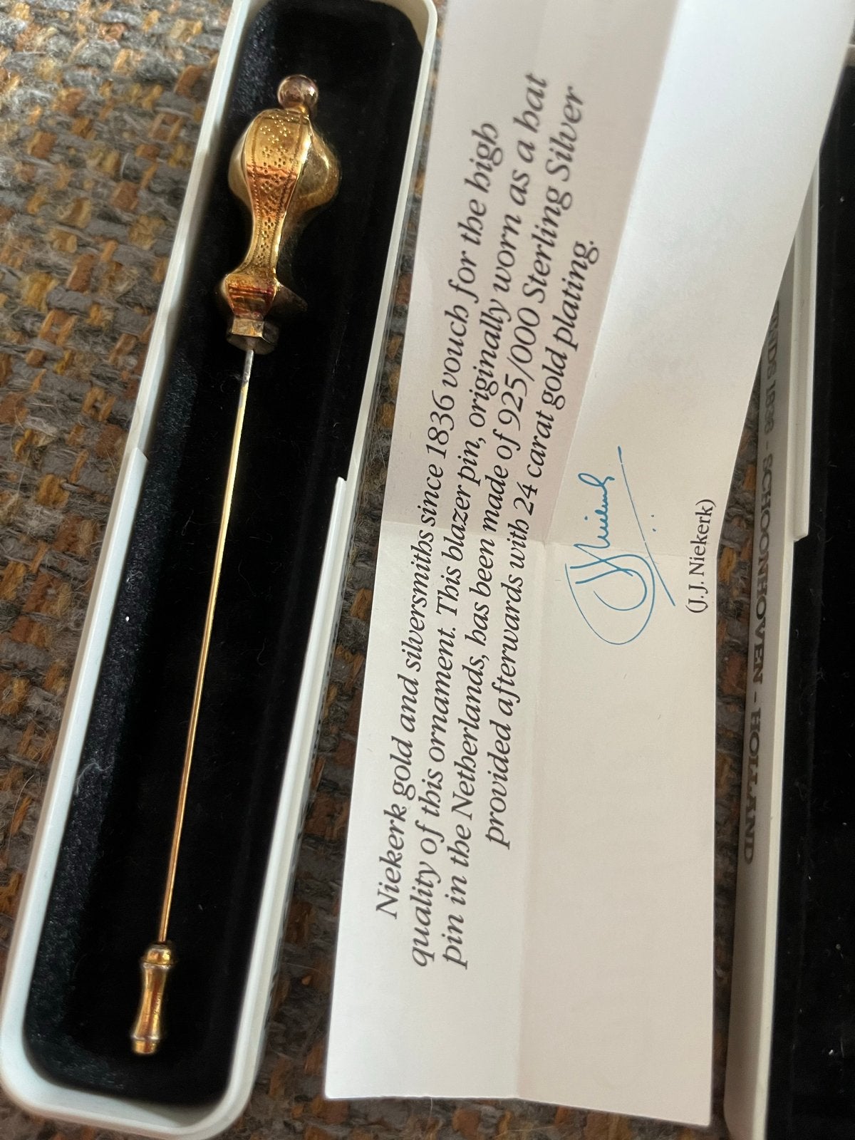 Antieke Blazer Speld Niekerk Goud 24K Verguld Zilver, Ophalen of Verzenden, Goud