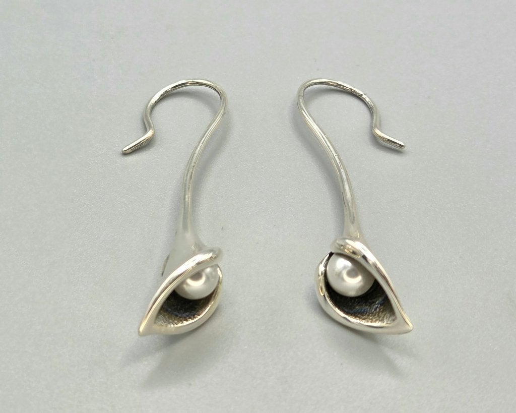 Zilveren lange oorbellen met parel. 2026/719, Sieraden, Tassen en Uiterlijk, Hangers, ., Nieuw, Ophalen of Verzenden