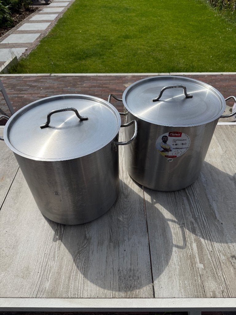 Nieuwe Inoxibar Professionele RVS Soeppan 36L Ø36 cm (2x), Huis en Inrichting, Keuken | Potten en Pannen, Ophalen, Met deksel