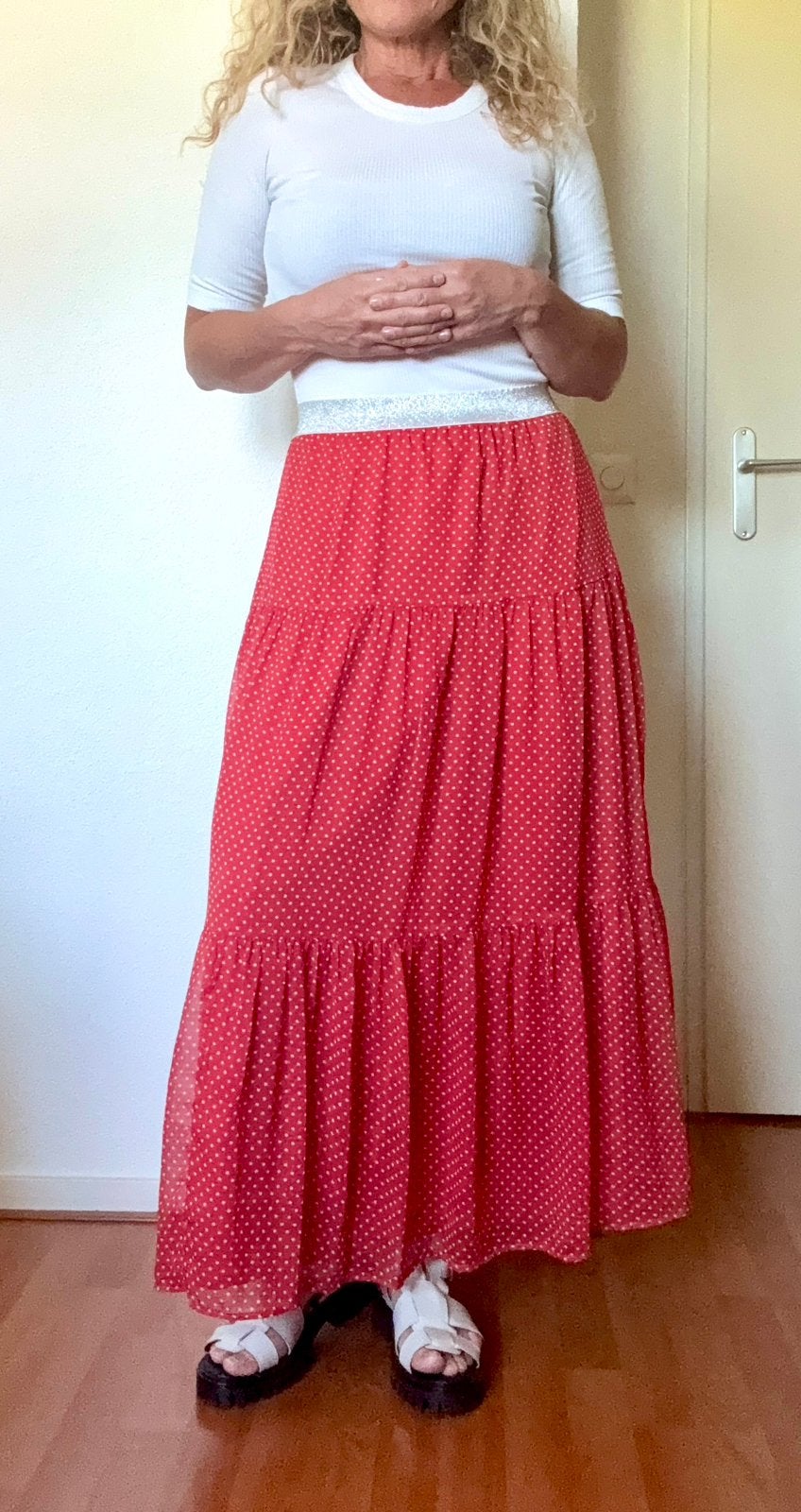 Lollys laundry vrolijk rode maxi rok maat S zgan, Ophalen of Verzenden, Zo goed als nieuw, Maat 36 (S), Rood