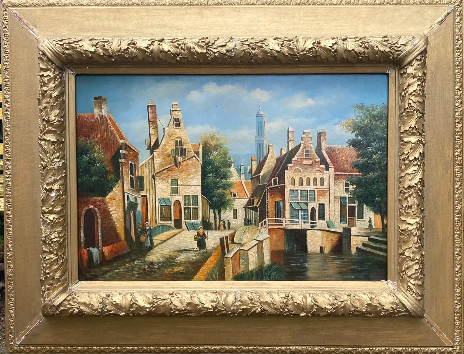 Zwaar groot schilderij  in forse lijst, Ophalen
